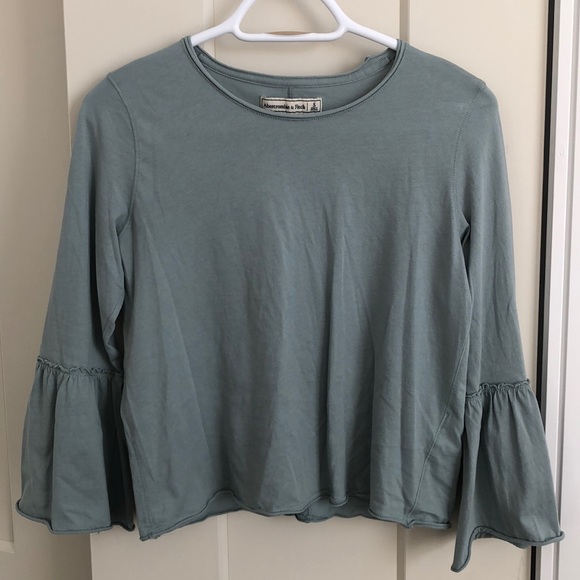 Abercrombie Bell Sleeve Top Light Green - Picture 4 of 6